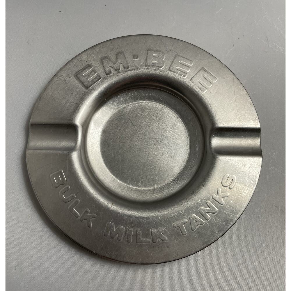 Vintage‎ EM BEE Bulk Milk Tanks Advertising Dairy Farm Cigar Ashtray 6" Metal